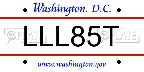 LLL85T District Of Columbia License Plate