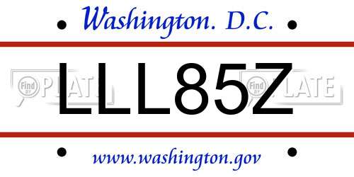 LLL85Z District Of Columbia License Plate