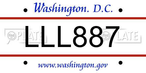 LLL887 District Of Columbia License Plate