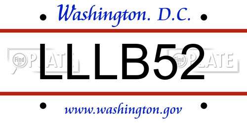 LLLB52 District Of Columbia License Plate