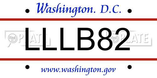 LLLB82 District Of Columbia License Plate