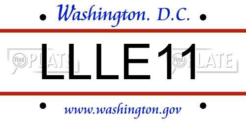 LLLE11 District Of Columbia License Plate