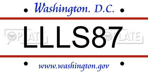 LLLS87 District Of Columbia License Plate