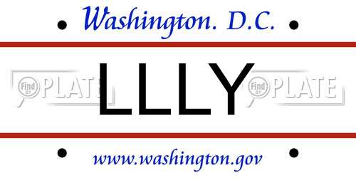 LLLY District Of Columbia License Plate