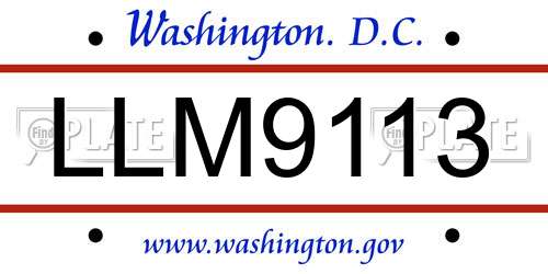 LLM9113 District Of Columbia License Plate