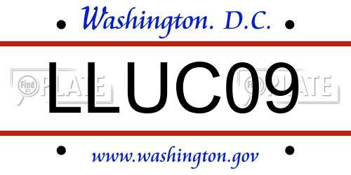 LLUC09 District Of Columbia License Plate