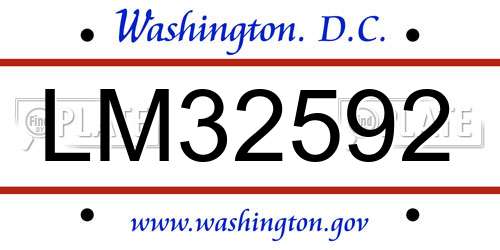 LM32592 District Of Columbia License Plate