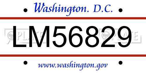 LM56829 District Of Columbia License Plate