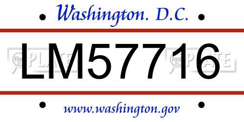 LM57716 District Of Columbia License Plate