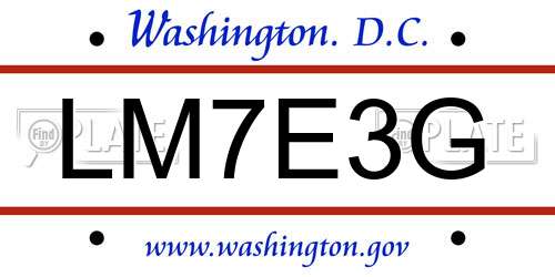LM7E3G District Of Columbia License Plate