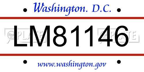 LM81146 District Of Columbia License Plate
