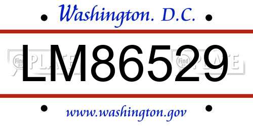 LM86529 District Of Columbia License Plate