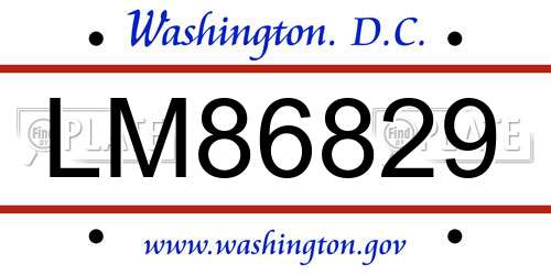 LM86829 District Of Columbia License Plate
