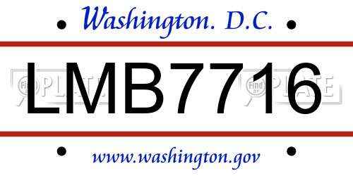 LMB7716 District Of Columbia License Plate