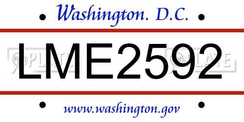 LME2592 District Of Columbia License Plate