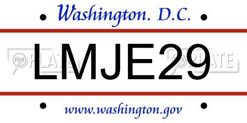 LMJE29 District Of Columbia License Plate