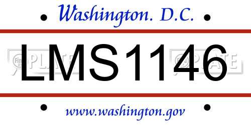 LMS1146 District Of Columbia License Plate
