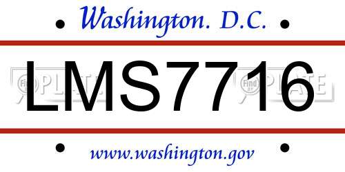 LMS7716 District Of Columbia License Plate