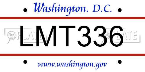 LMT336 District Of Columbia License Plate