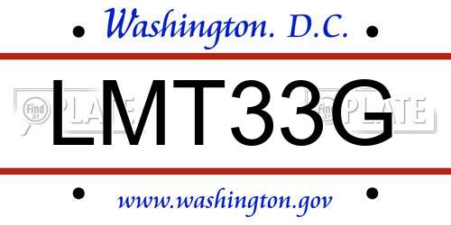 LMT33G District Of Columbia License Plate