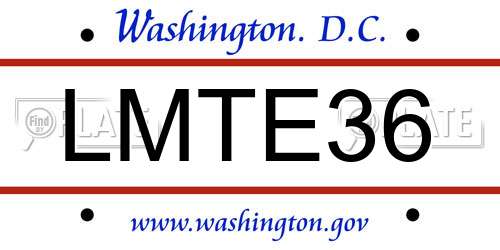 LMTE36 District Of Columbia License Plate