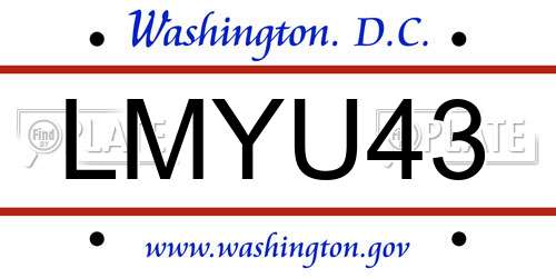 LMYU43 District Of Columbia License Plate