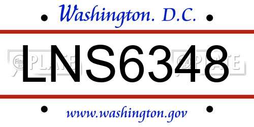 LNS6348 District Of Columbia License Plate