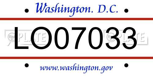 LO07033 District Of Columbia License Plate
