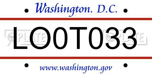 LO0T033 District Of Columbia License Plate