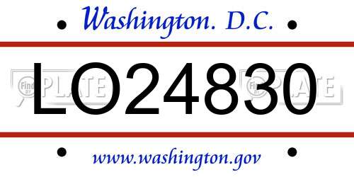 LO24830 District Of Columbia License Plate