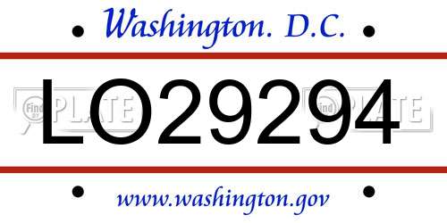 LO29294 District Of Columbia License Plate