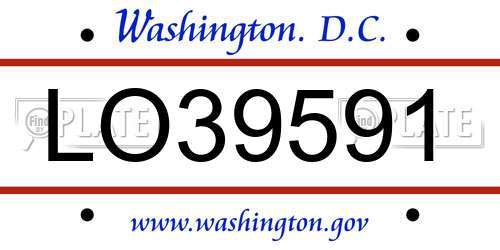 LO39591 District Of Columbia License Plate