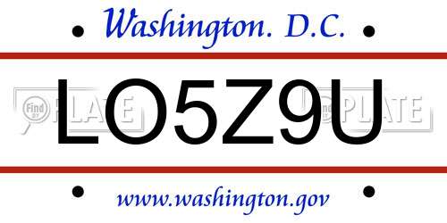 LO5Z9U District Of Columbia License Plate