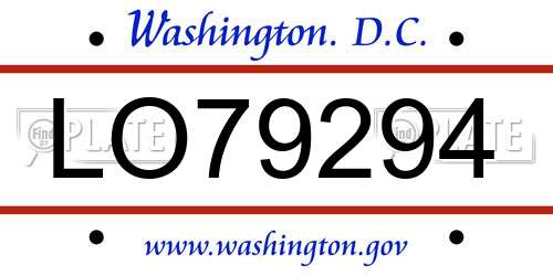 LO79294 District Of Columbia License Plate