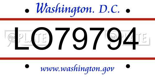 LO79794 District Of Columbia License Plate