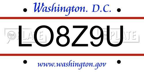 LO8Z9U District Of Columbia License Plate