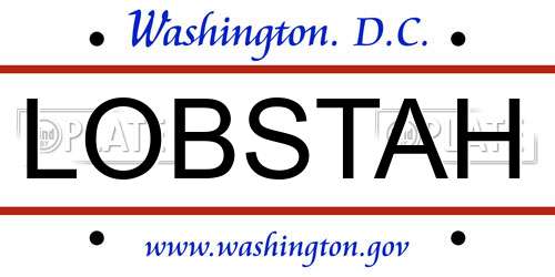 LOBSTAH District Of Columbia License Plate
