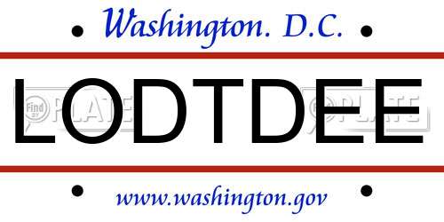 LODTDEE District Of Columbia License Plate
