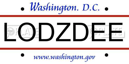 LODZDEE District Of Columbia License Plate