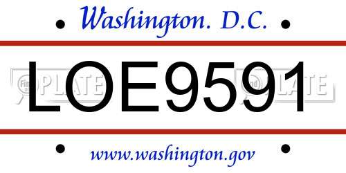 LOE9591 District Of Columbia License Plate