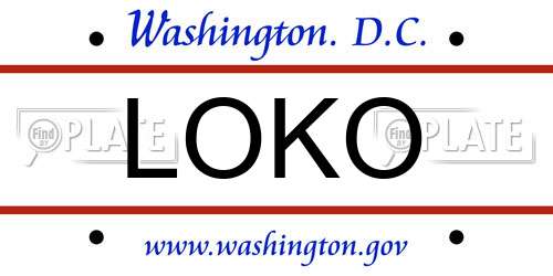 LOKO District Of Columbia License Plate