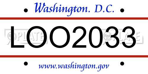LOO2033 District Of Columbia License Plate
