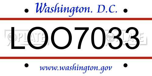 LOO7033 District Of Columbia License Plate