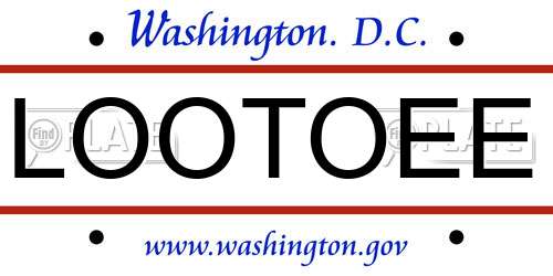 LOOTOEE District Of Columbia License Plate