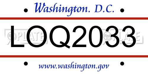 LOQ2033 District Of Columbia License Plate