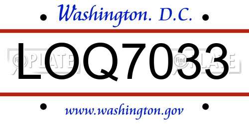 LOQ7033 District Of Columbia License Plate