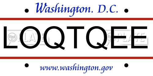 LOQTQEE District Of Columbia License Plate