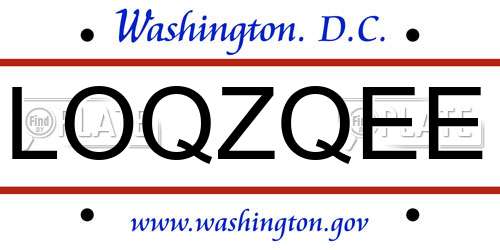 LOQZQEE District Of Columbia License Plate