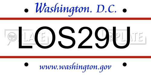 LOS29U District Of Columbia License Plate