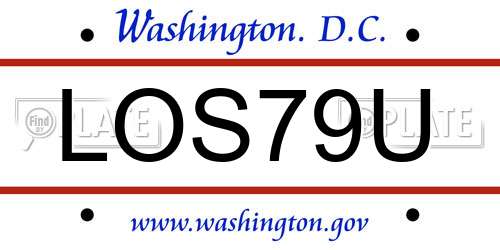 LOS79U District Of Columbia License Plate